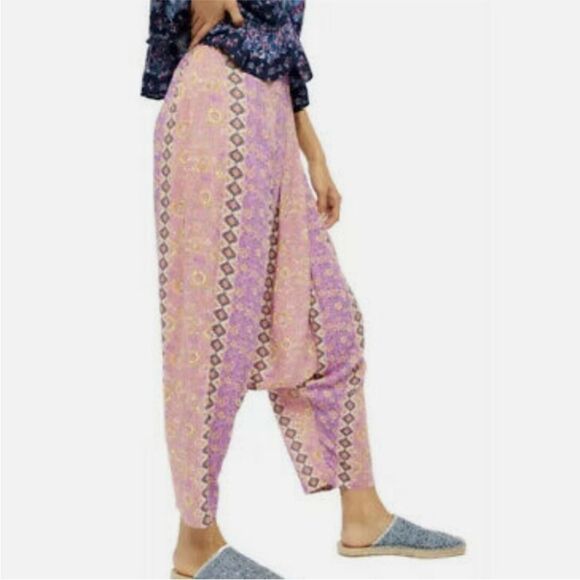 Free People Intimately Lightweight Boho Artsy Harem Pants Sundried Blossom Med - Picture 2 of 8